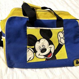 Vintage Disney Mickey Mouse Yellow & Blue Canvas Gym Duffel Bag